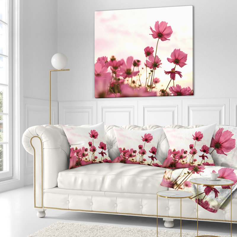 Coussin décoratif floral au coucher de fleurs cosmos floral, 16 po x 1 po, Coussin décoratif