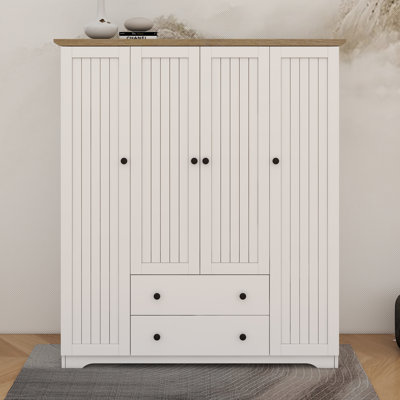 Armoire penderie 4 portes - 2 tiroirs ajoutés (inclus)