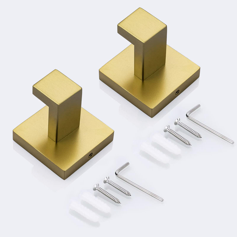 Stainless Steel Wall Mount Towel Hook (set Of 2), Brushed Gold