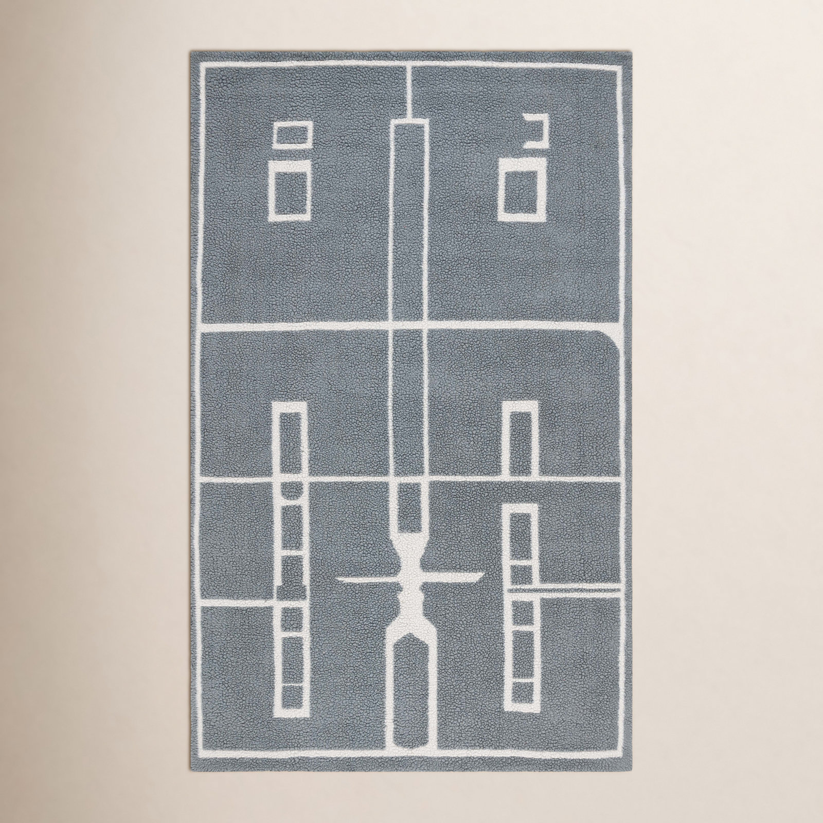 Murcia Hand-Woven Abstract Wool Rug, Rectangle 5' x 8'
