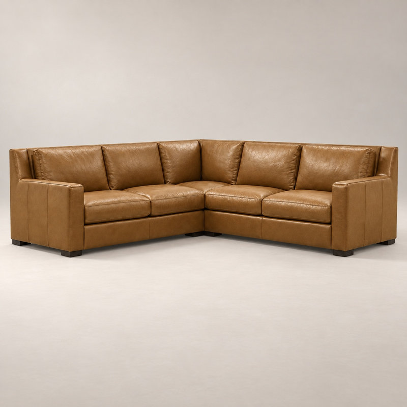 Cabo Heirloom Quality RAF Sofa in Buttery Soft 100% Top Grain Leather, Made to Order, Mars Tan