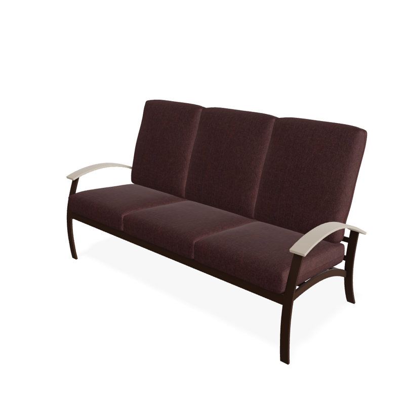 Askar 71.5'' Wide Powder Coated Aluminum Patio Sofa with Cushions, Textured Kona, Cast Sable Sunbrella® Plainweave