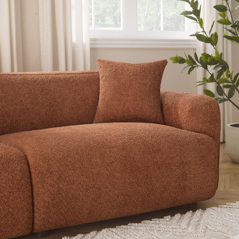 90'' Upholstered 3 Seats Sofa, White Polyester