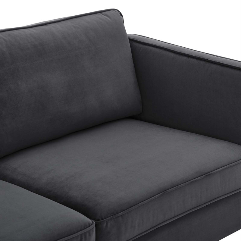 Canapé en tissu Kaiya, Velours gris foncé