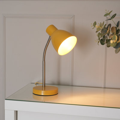 Rhyda Mustard Adjustable Flexi Neck Desk Table Lamp with LED Bulb