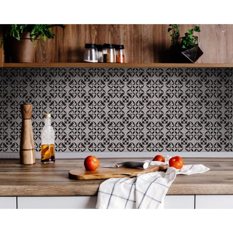 Décoration murale orchidée, H 8 po x l 8 po x P 0,1 po, Noir et blanc