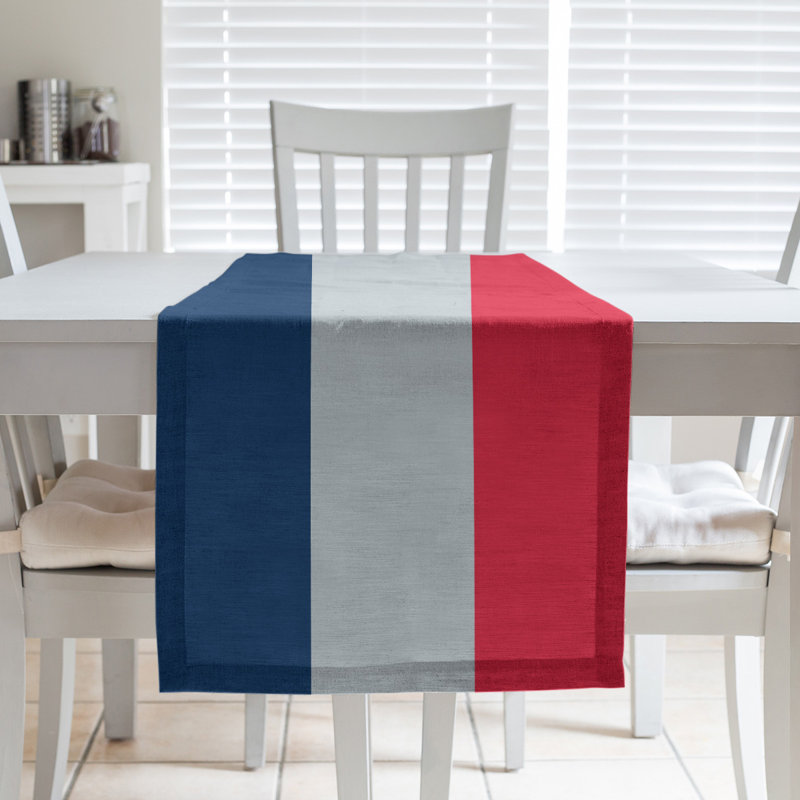 Miami Basketball Table Runner, 90" L x 16" W, Navy Blue/Silver/Red, Cotton Twill
