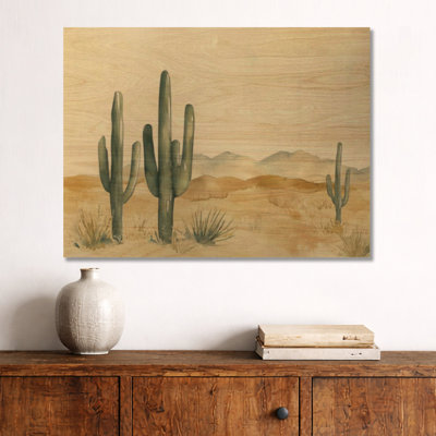 Cactus doux du désert - Art mural en bois botanique