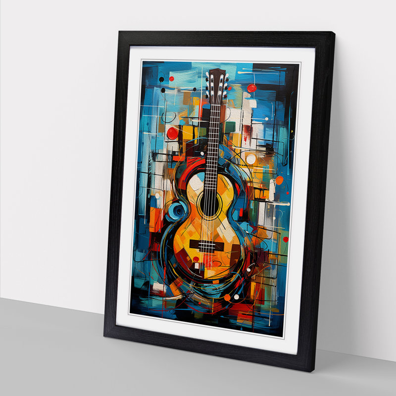 Acoustic Guitar Expressionism - Framed Print, 34cm H x 25cm W x 2cm D, Black