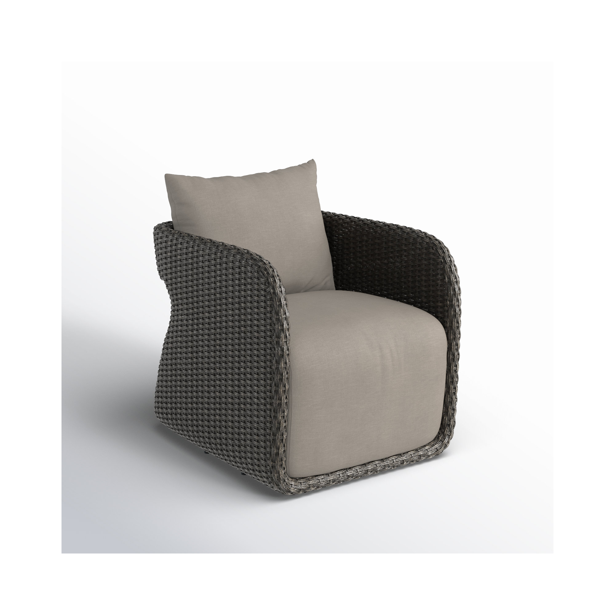 Poillucci Swivel Wicker Outdoor Lounge Chair, Venao Charcoal, Olefin, Vingtage Coal