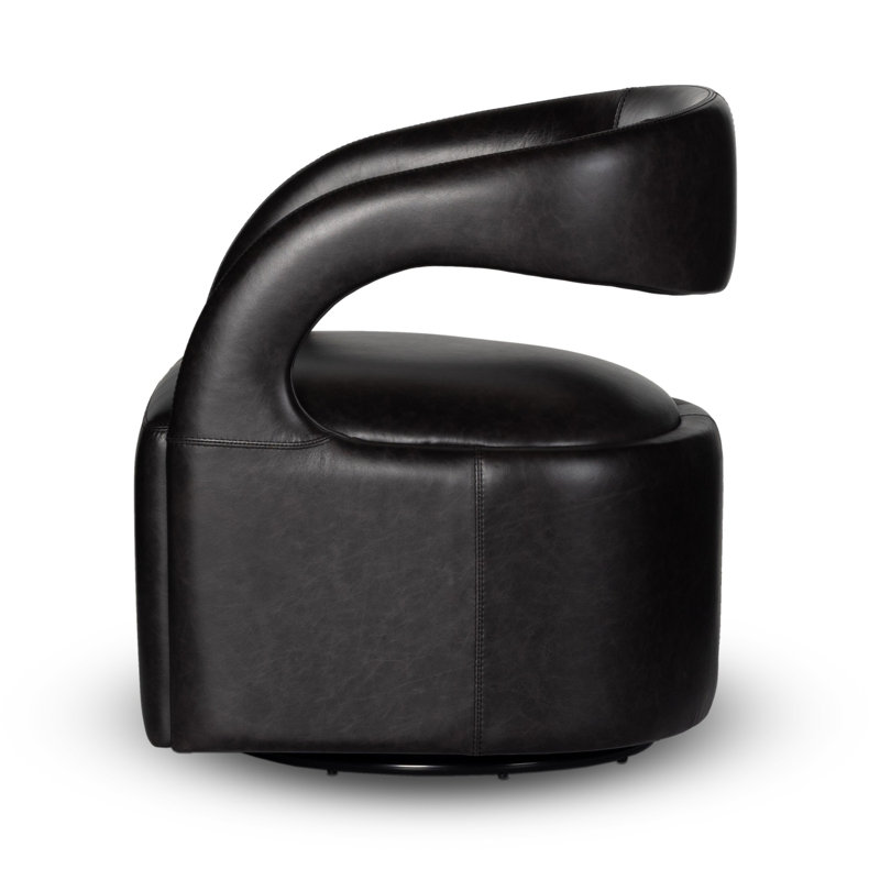 Hawkins Swivel Armchair, Sonoma Black Genuine Leather