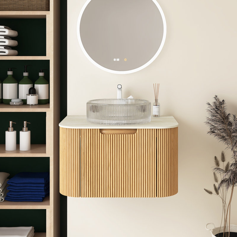 24" Bathroom Vanity With Sink, White, Dark Yellow, 24"
