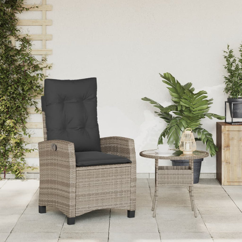 Chaise de patio inclinable avec coussins Vidaxl, Gris, Gris
