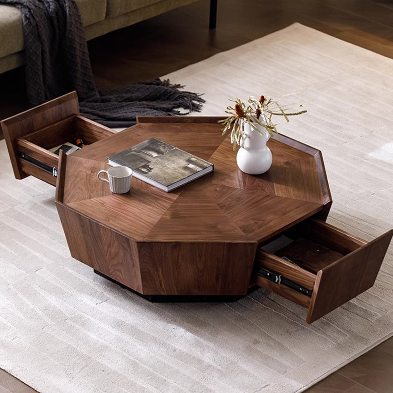 Table basse simple en noyer noir, H 12,4 po x L 47,24 po x l 47,24 po
