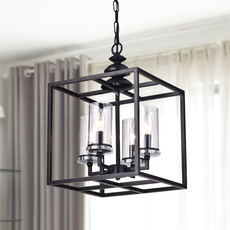 Lustre carré de style bougie à 4 lumières 12,2 po Willy