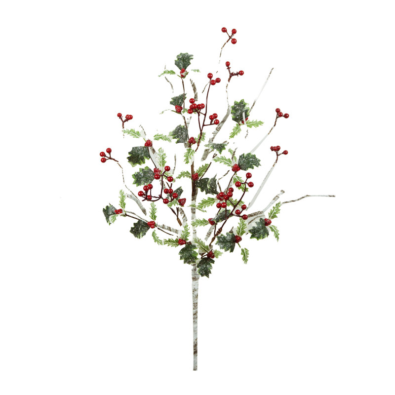 Faux baies et houx - rouge, vert - H 32 po