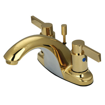 Kingston Brass NuvoFusion Two-Handle 3-Hole Deck Mount 4" Centerset Bathroom Faucet with Plastic Pop-Up