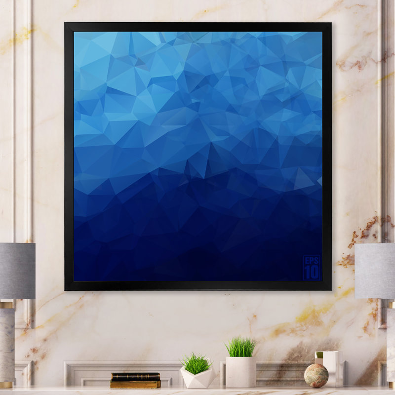 Abstrait géométrique de triangles - sur, Impression noire sur toile encadrée, H 16 po x l 16 po x P 1 po