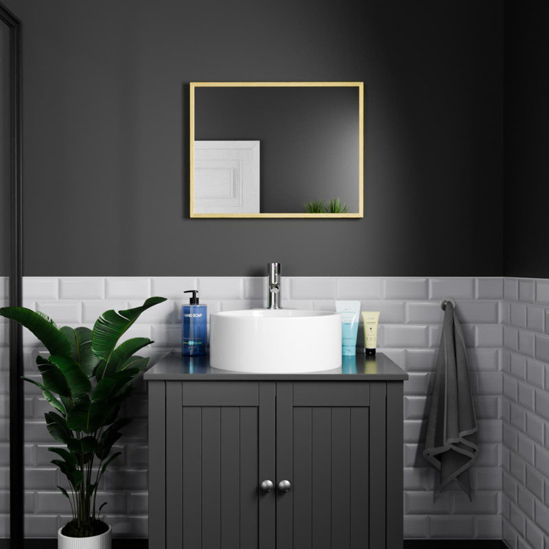 Aluminum Rectangle Mirror, 50cm x 39cm, Brushed Brass