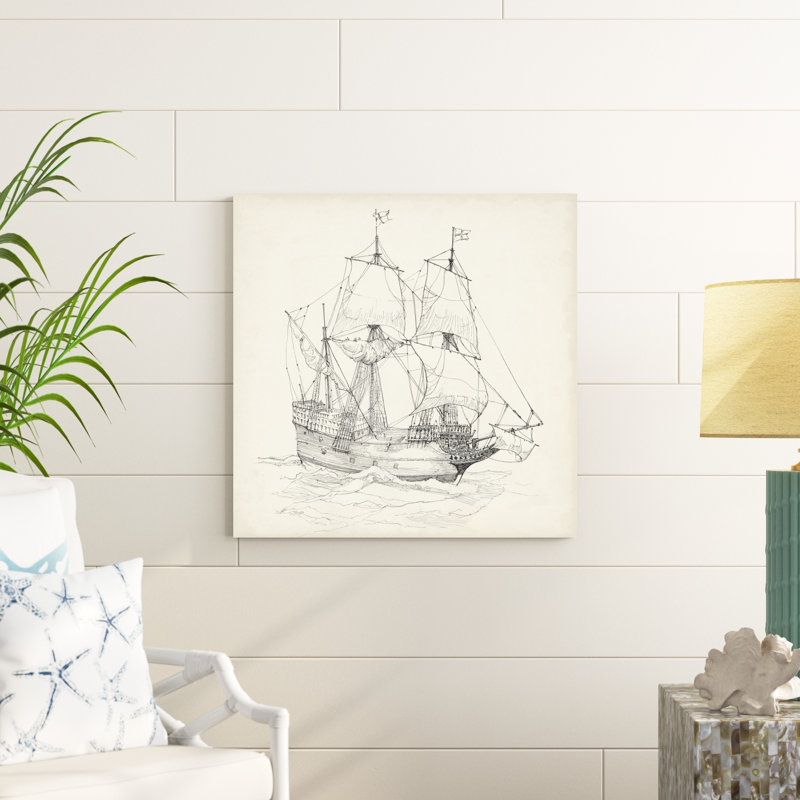 Croquis de bateau antique IV, H 30 po x l 30 po