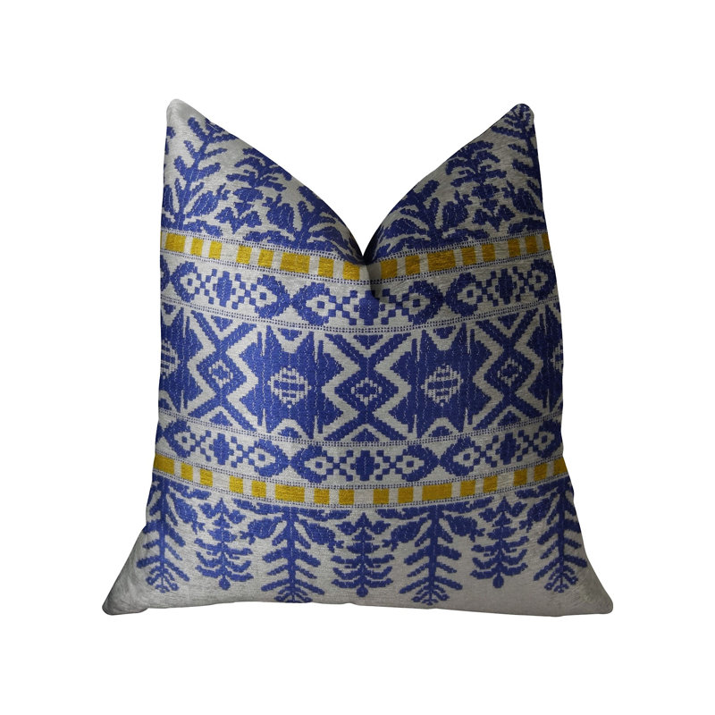 Splendid Aztec Embroidered Cotton Reversible Throw Pillow, 18" H x 18" W, Down Blend