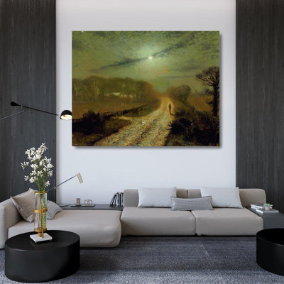 "A Moonlit Landscape" by  John Atkinson Grimshaw - Gallery Wrap Canvas Wall Art