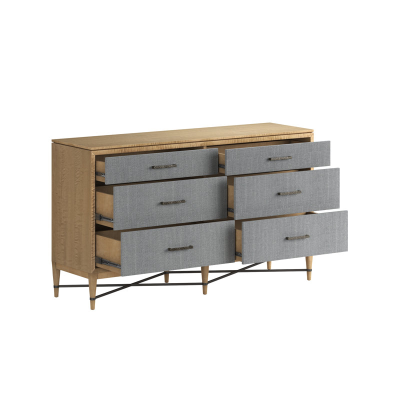Loft Solid Wood 62'' W 6 - Drawer Dresser, Brown/Gray