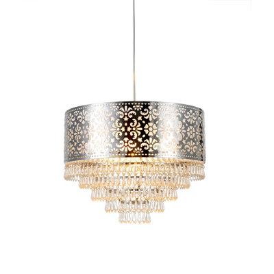 28 cm H Drum Pendant Shade ( Uno ) in Clear