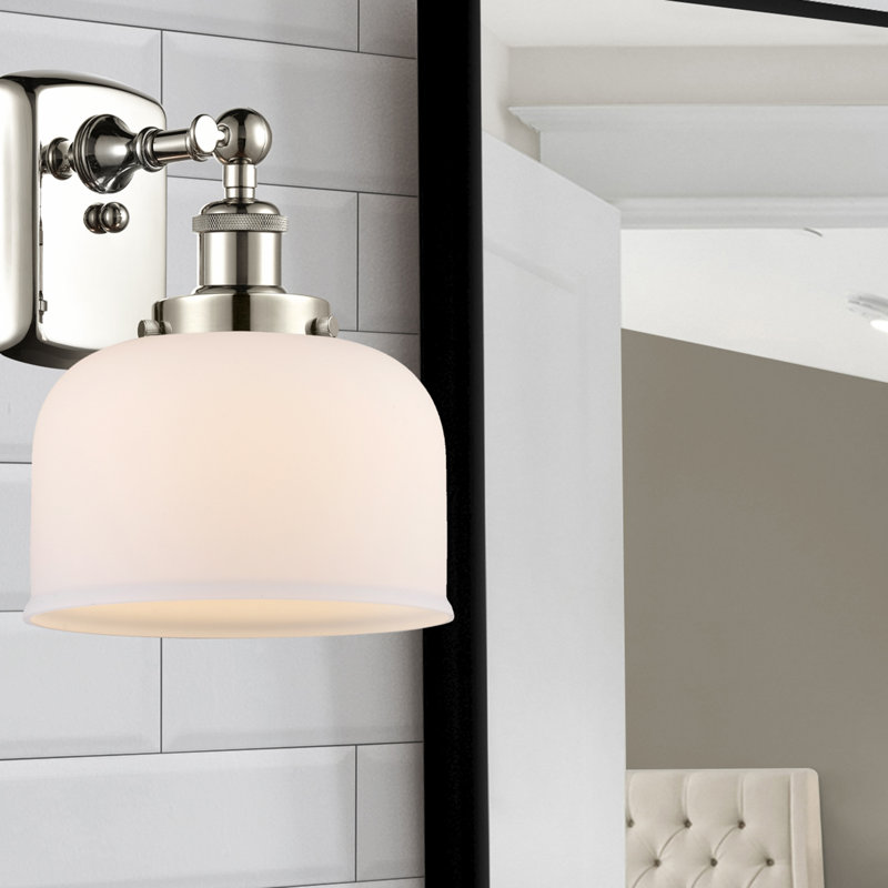 Applique murale 1 lumière 8 po Ballston Urban Bell, Nickel poli, Ampoule non incluse, Blanc mat