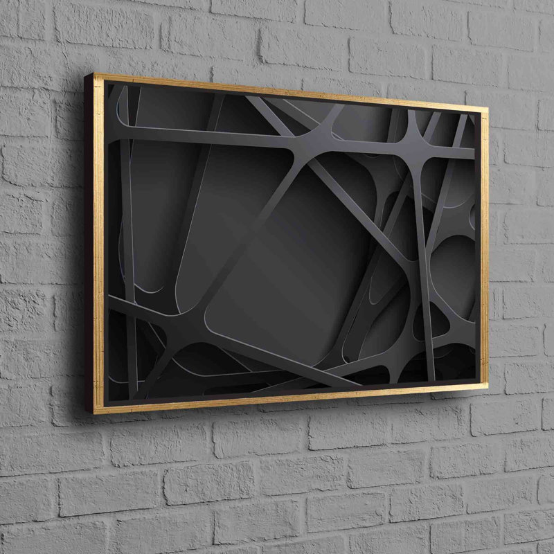 Stylish Abstract Canvas Art with Metallic Effect and 3D Feature Perfect for Wall Decor, Framed Print without Mat, Gold