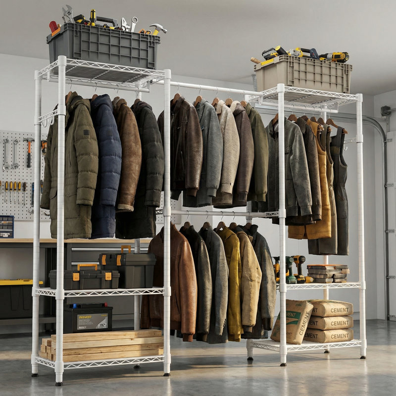 Porte-vêtements ajustable en métal Fayette, Blanc