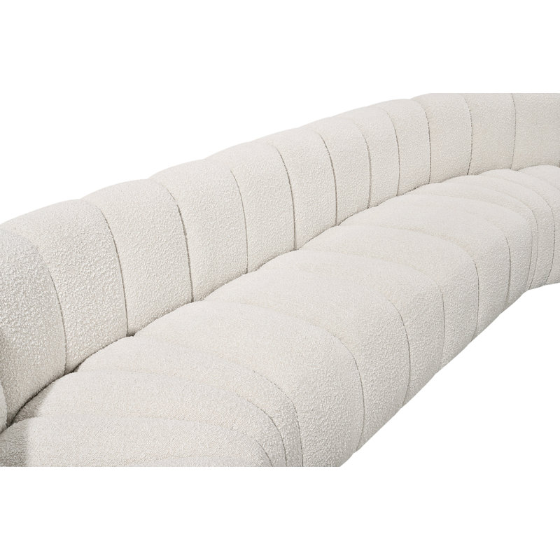 Kiriakos Upholstered Curved Sectional Reversible, Cream Boucle Fabric