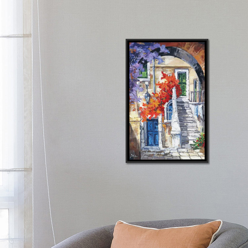 «Nelle Vie», reproduction sur toile, H 26 po x l 18 po x P 1,5 po, Toile avec cadre noir, Pas de tapis