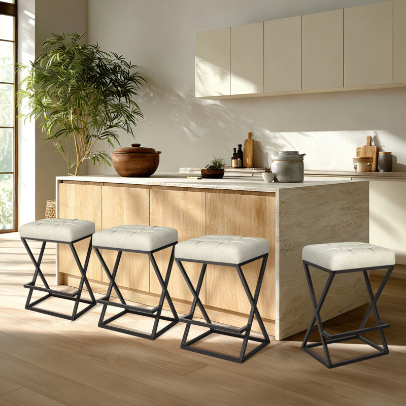 Tabouret de bar Mid-Century 26 po, Blanc