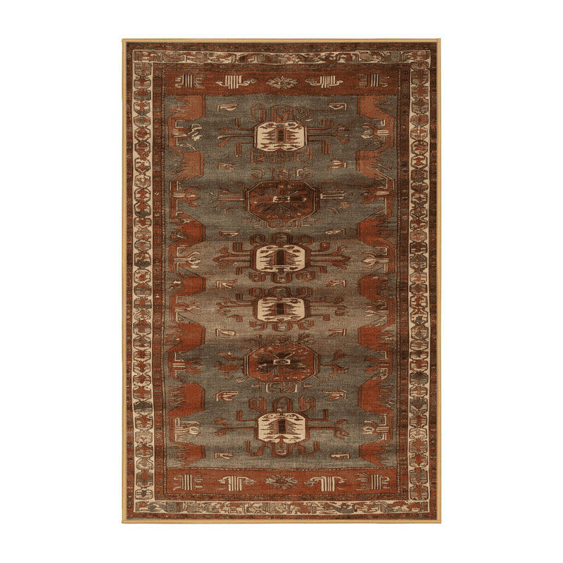 Tapis brun turc lavable à la machine, Rectangle 5 pi x 7 pi