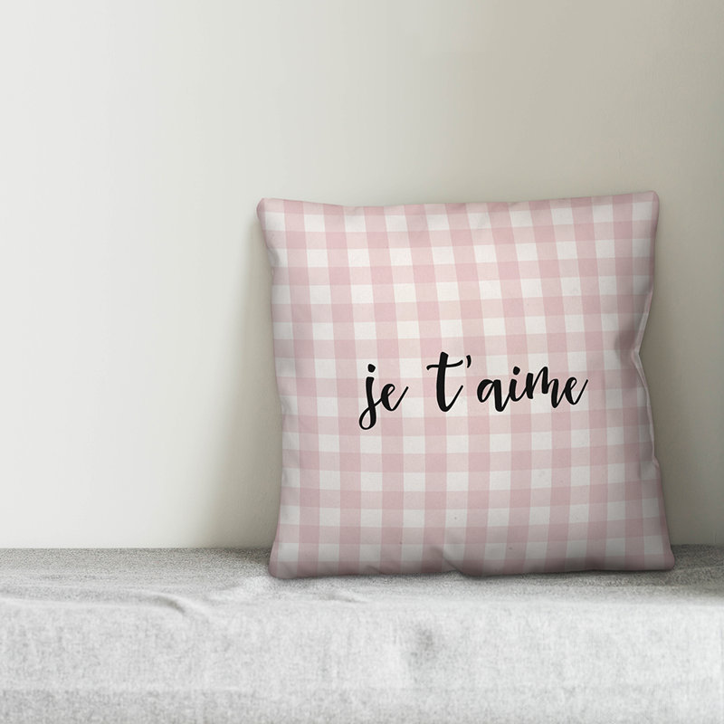  Coussin carré 16 po, Rose / Noir, Housse de coussin