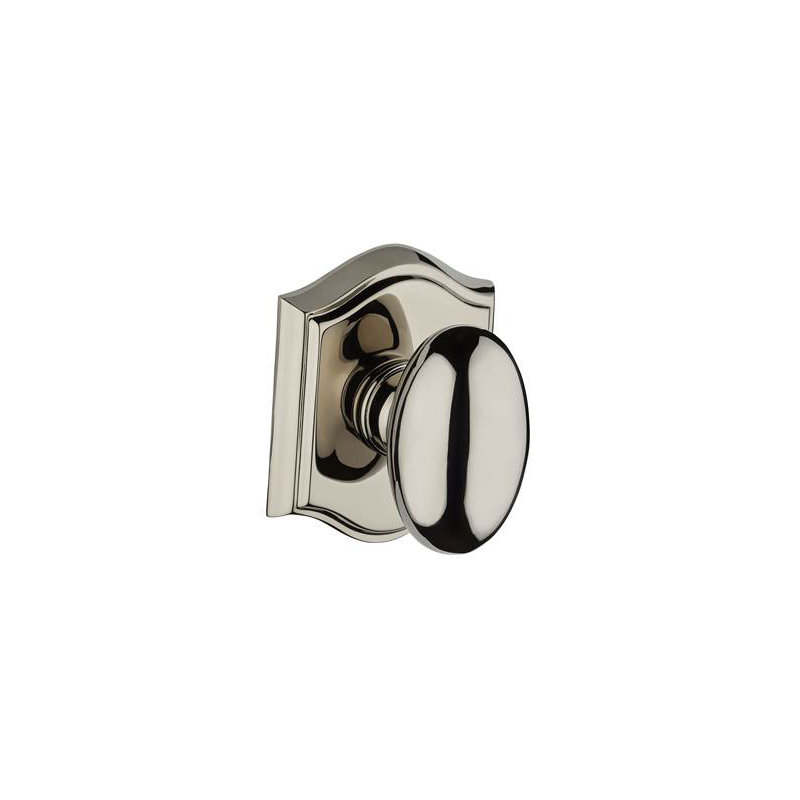 Ellipse Single Dummy Door Knob with Arch Rosette, Polished Nickel