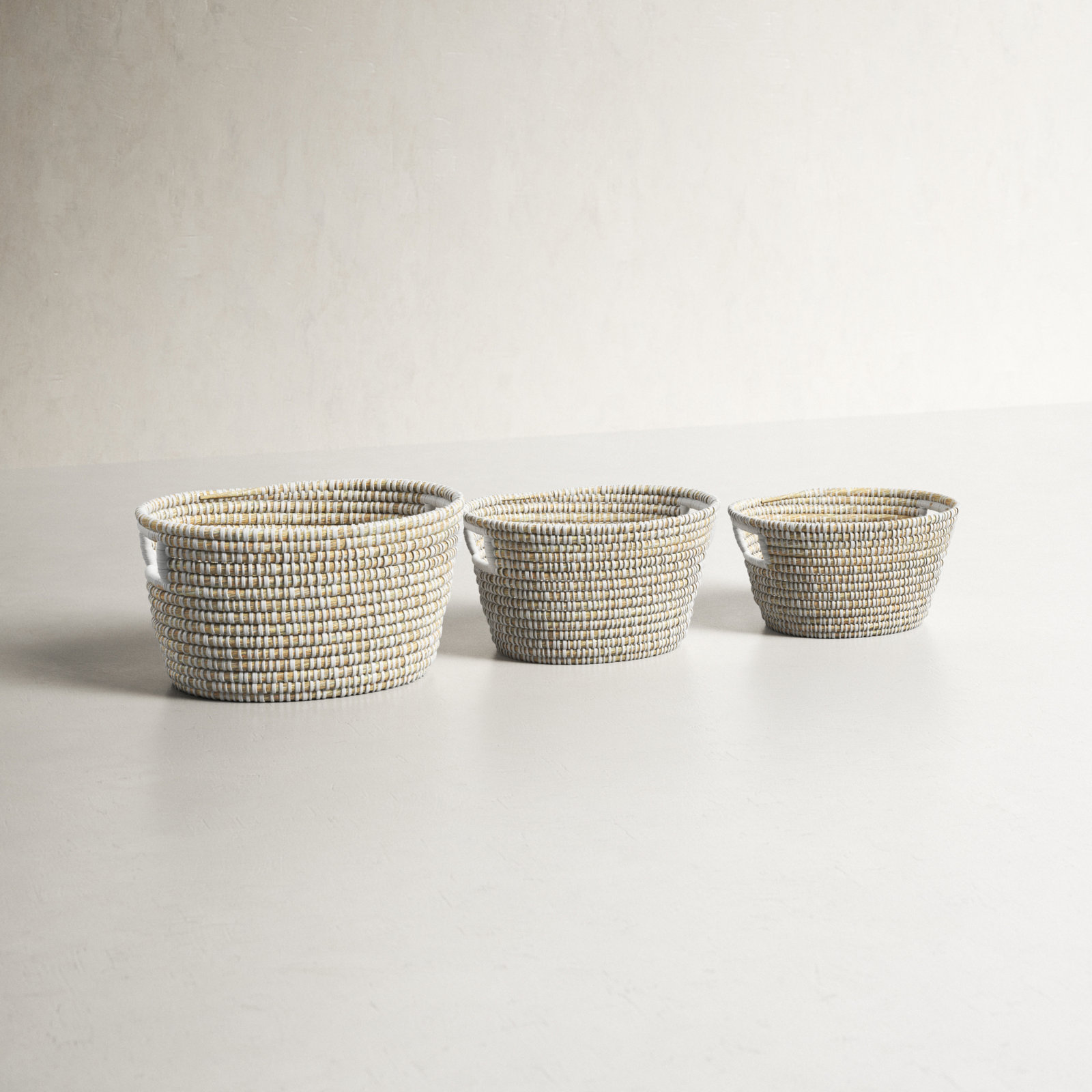 Vira Handmade Coastal Seagrass Decorative Basket - Set of 3