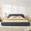 Très grande base de lit tapissier de style très moderne avec tête de lit incurvée de grande taille, tissu en fil de cercle de qualité supérieure et support de pieds robuste, matelas non inclus-459043761-336883891-459043766