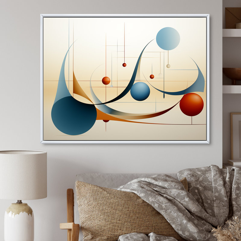«Tender Awakening In Retro Blue», reproduction d'art sur toile géométrique moderne, H 34 po x l 44 po x P 1,5 po