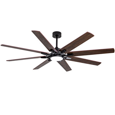 72" 8 Blade Ceiling Fan With Remote Control And Led Light