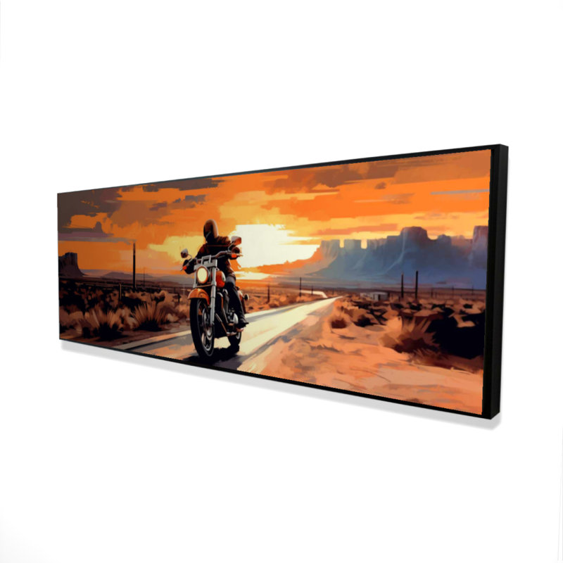 Biker Life - Motocyclette, bureau encadré, décoration sur toile