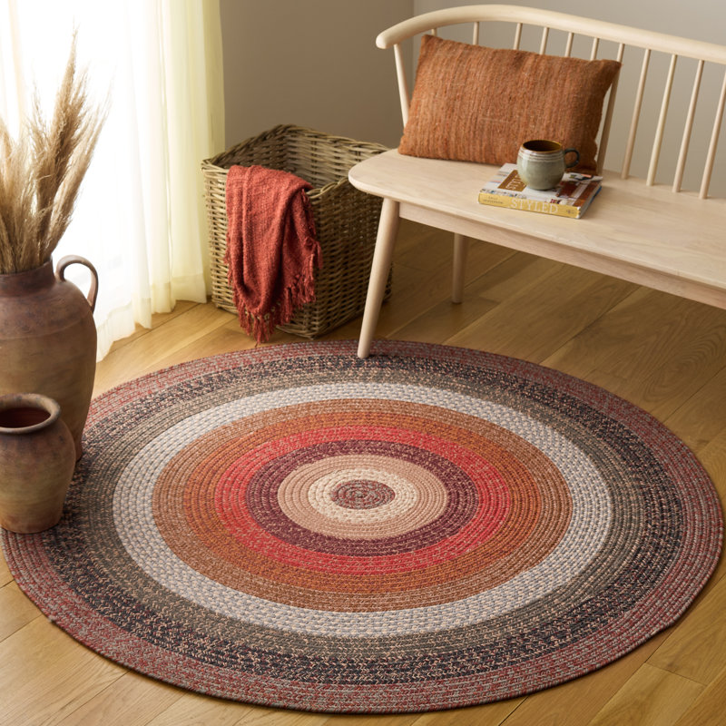 Keneson Woven Performance Machine Washable Performance Geometric Indoor/Outdoor Area Rug, Round 5'