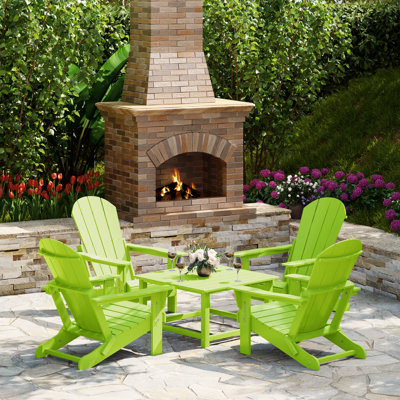 Ensemble de conversation Adirondack pour l'extérieur avec table basse carrée 5 pièces Laguna