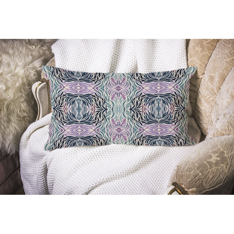 Coussin Leafy, Bleu / Vert / Rose