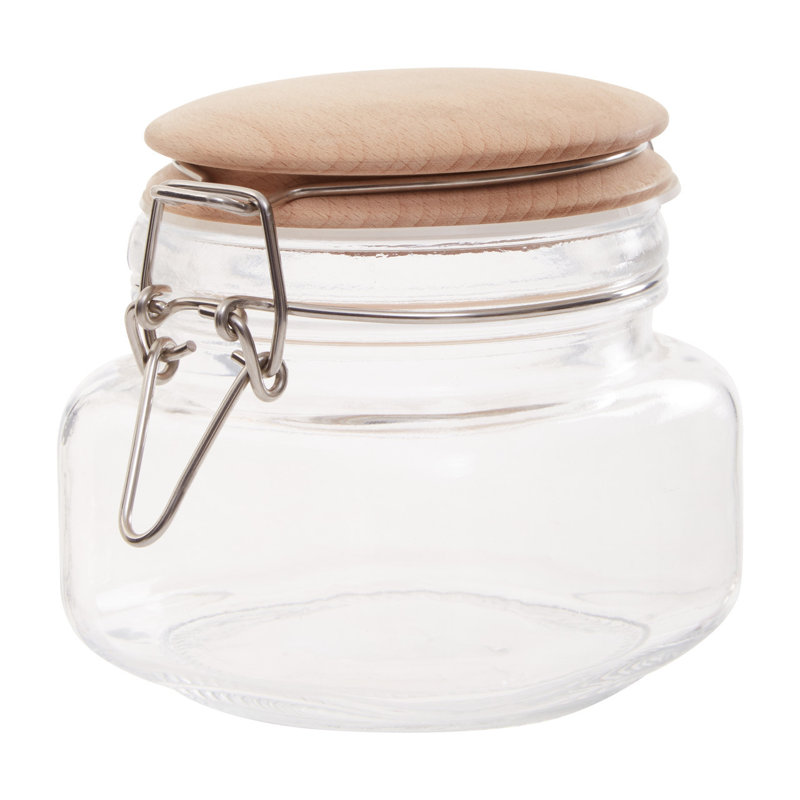 Glass Jar, 11cm H x 11cm W x 11cm D , Clear/Brown