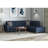 Modular L shape Sectional Sofa in Navy Blue with Brown Solid Wood Legs