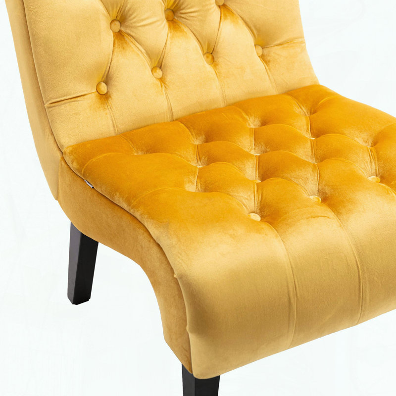 Fauteuil d'appoint en velours - Moutarde - capitonné, Moutarde