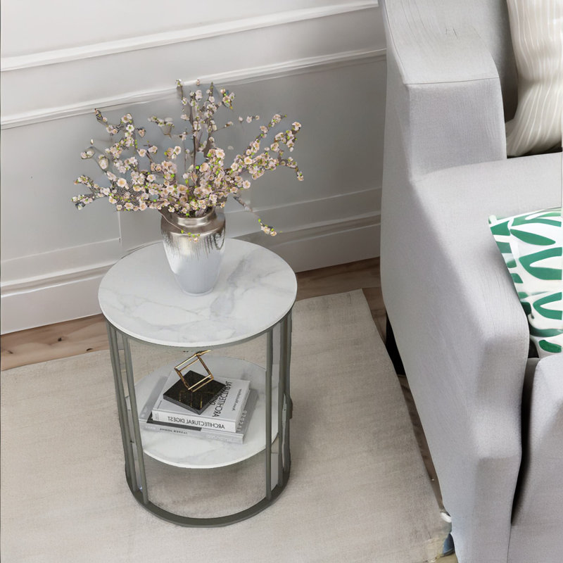 Attenborough 2 Tier Round Faux Marble Side Table