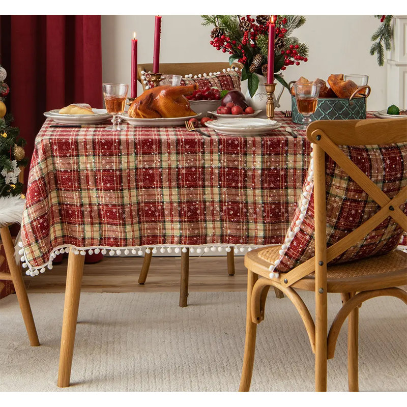 Jescenia Plaid Christmas Polyester Tablecloth, 72" L x 56" W